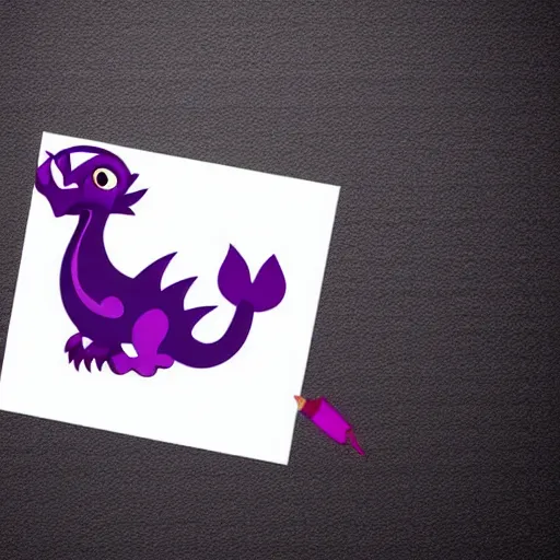 Image similar to very cute small purple dragon with well-designed head and four legs, 2d minimalism, minimum of color