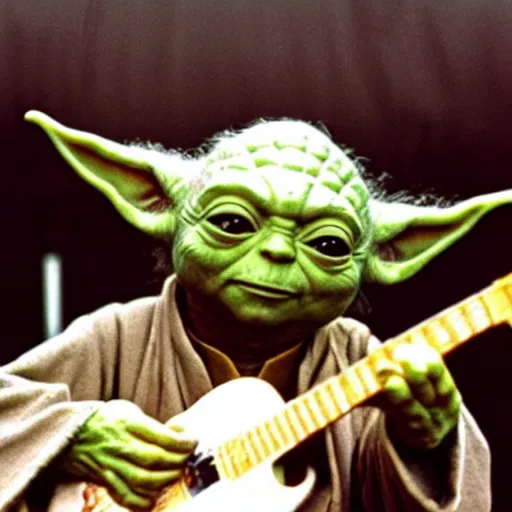 Image similar to yoda performing at woodstock