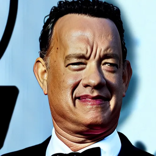 Prompt: tom hanks bows to satan