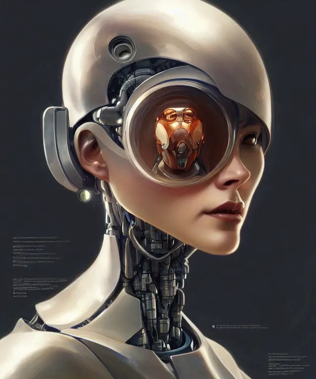 Image similar to a robot with a human face removed, sci - fi face, elegant, highly detailed, digital painting, artstation, concept art, smooth, sharp focus, illustration, art by artgerm and greg rutkowski and alphonse mucha