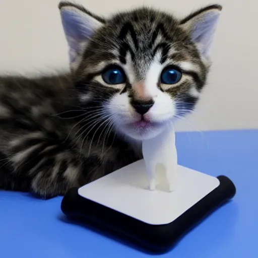 Prompt: printing a kitten in 3d printer