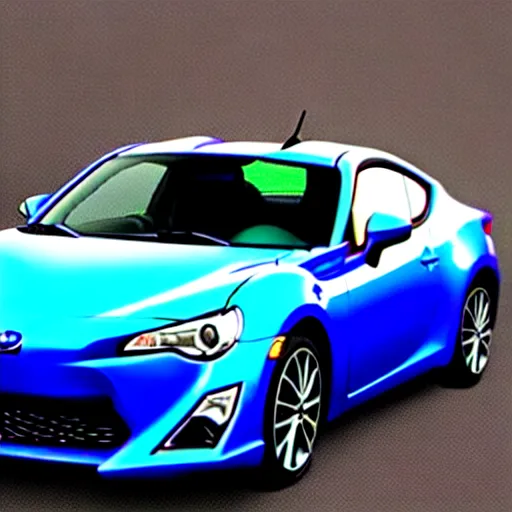 Prompt: “ low bit square count pixel art, 2 0 1 6 scion fr - s in oceanic blue, full car, solid white background ”