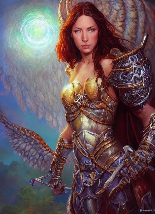 Image similar to first testament angel, ultra detailed fantasy, dndbeyond, bright, colourful, realistic, dnd character portrait, full body, pathfinder, pinterest, art by ralph horsley, dnd, rpg, lotr game design fanart by concept art, behance hd, artstation, deviantart, hdr render in unreal engine 5