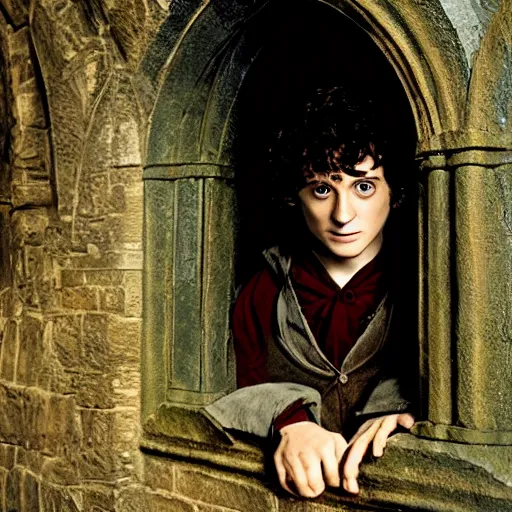 Image similar to frodo baggins in hogwarts