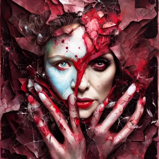 Image similar to scarlet witch by brooke shaden and alberto seveso and eve ventrue and john salminen and tim okamura, trending on artstation hq, deviantart, pinterest, 4 k uhd image