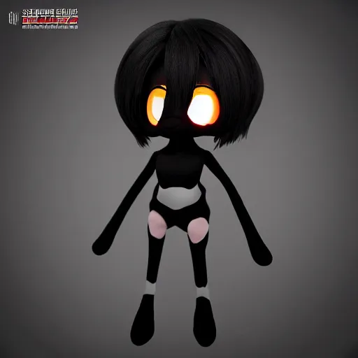 Image similar to cute fumo plush of a pure vantablack spidergirl with a white glowing heart, lens flare, gothic regal, vray, sparks and liquid fire