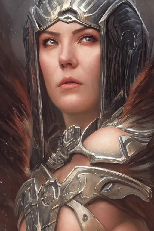 Image similar to angelawhite as a realistic fantasy knight, closeup portrait art by donato giancola and greg rutkowski, digital art, trending on artstation, symmetry!!