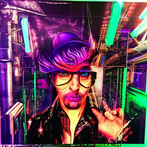 Prompt: warlock architect cyberpunk realism, neon, photo realism, style of david lachapelle, 3 5 mm