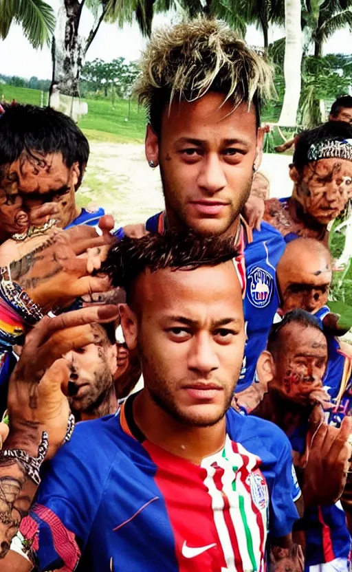 Image similar to neymar jr. with muori face tribals