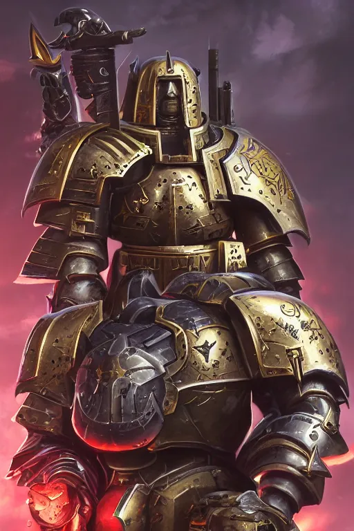 Image similar to armor portrait heros warhammer 4 0 k horus heresy fanart - the primarchs emperor by johannes helgeson animated with vfx concept artist & illustrator global illumination ray tracing hdr fanart arstation zbrush central hardmesh 8 k octane renderer comics stylized