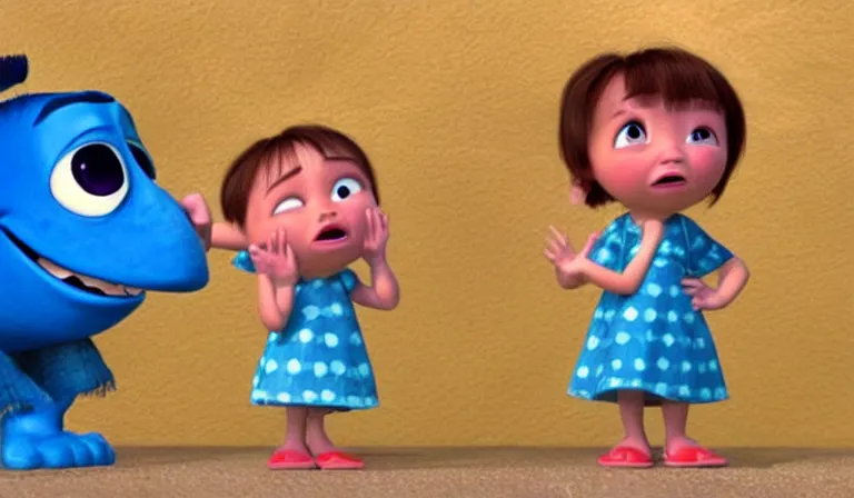 Prompt: Big Cry, tear, She's crying. Pixar Digital Movies