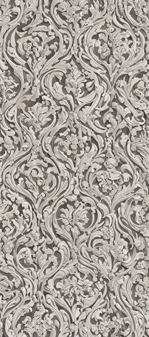 Image similar to Intricate and Detailed seamless pattern of a greek carved Marble Inlay detail from Athens , Pietra Dura, white marble inlay, Greco-roman style marble inlay, Greek Floor Mosaic, Carved Marble in 3D, ethnic greek patterns arranged in a damask pattern, white background, intricate:: Italian ethnic motifs and hyper-realistic, carved marble, Bryce 3D :: seamless pattern:: white purple blue green teal and pink colors :: 3D:: watermark::-0.3 blurry::-0.3 cropped::-0.3 insanely detailed and intricate, hypermaximalist, elegant, ornate, hyper realistic, super detailed, Vray render , Artstation, Photorealistic