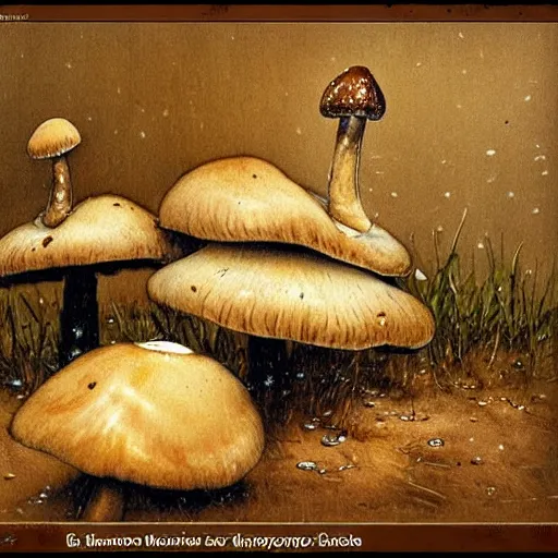 Image similar to mushrooms as keys on computer keyboard, by jean - baptiste monge