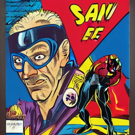Prompt: comic book cover of a 50 yo french man with telekinetic superpowers, dynamic composition, detailled, sharp, focus, funky, masterpiece, by Stan Lee, pop art, cult classic