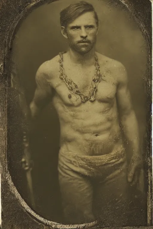 Prompt: a tintype photograph of a minotaur