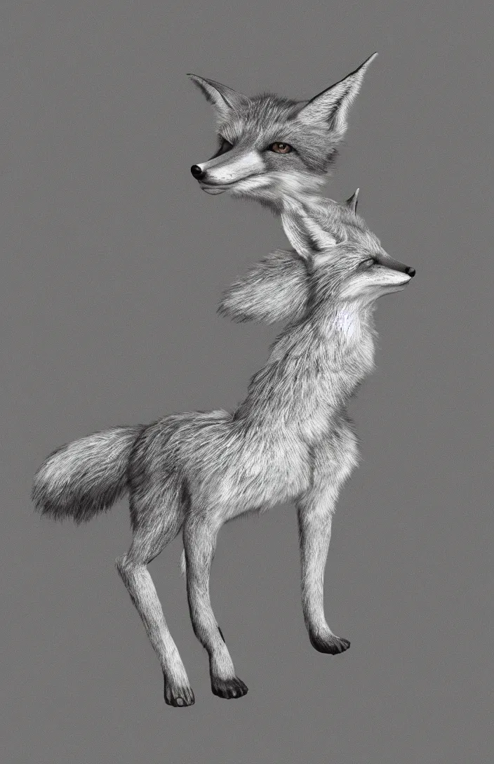 Image similar to a photorealistic humanoid fox, antrophomorphic