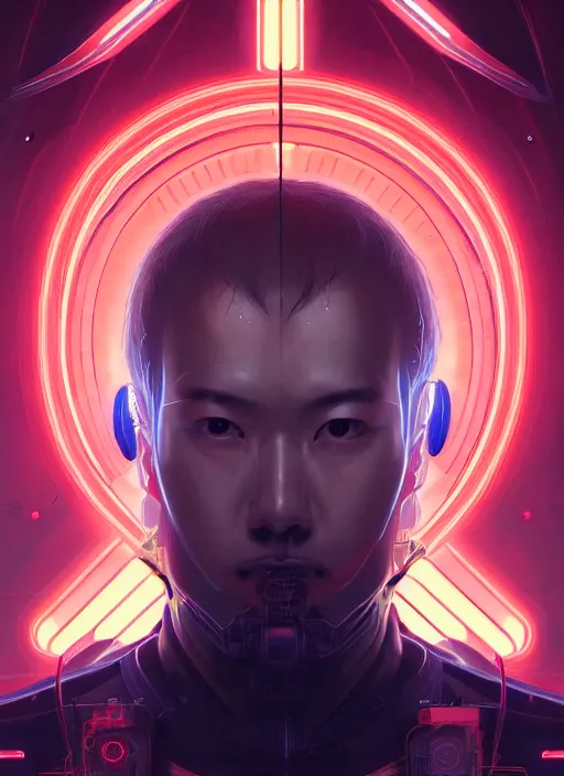 Prompt: symmetry!! portrait of japanese man, tech wear, glowing lights!! intricate, cyberpunk, elegant, highly detailed, digital painting, artstation, concept art, smooth, sharp focus, illustration, art by artgerm and greg rutkowski and alphonse mucha