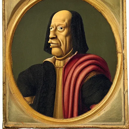 Prompt: A highly detailed renaissance era portrait of the character, Homer Simpson.