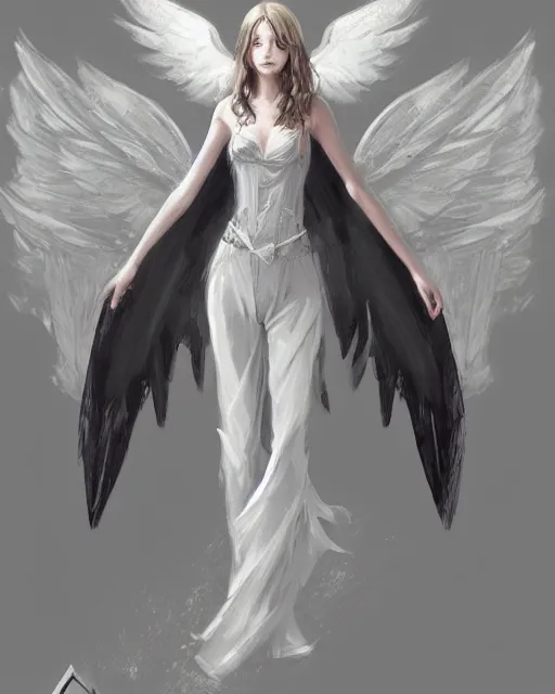 Prompt: infinitely detailed concept art of angel elegantly clothed strolling through a peaceful path, artstation!! / pixiv!!! infinitely detailed