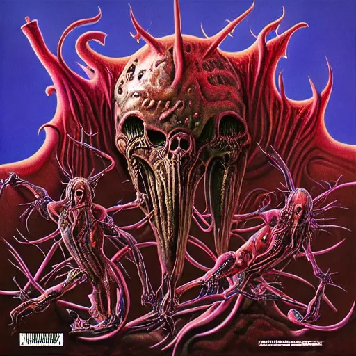 Image similar to NWOBHM metal album cover in the style of wayne barlowe and kenny scharf and mark arian, realistic, insanely detailed, soft, smooth, airbrush, play-doh, wet, slimy