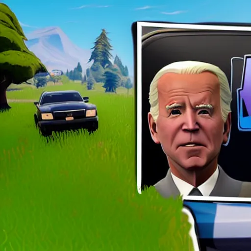 Image similar to Joe Biden driving in Fortnite
