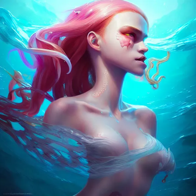 Image similar to epic professional digital art of 🪱🦑🧜🏻‍♀️,best on artstation, cgsociety, wlop, Behance, pixiv, astonishing, impressive, outstanding, epic, cinematic, stunning, gorgeous, much detail, much wow, masterpiece.