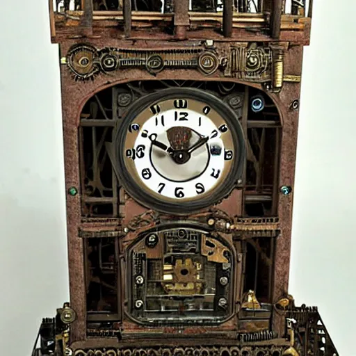 Prompt: a steampunk robotic clock tower, super - detailed, photo - realistic,