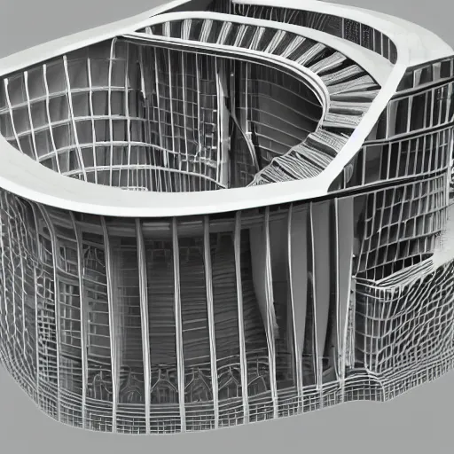 Prompt: 3d printed building, by norman foster