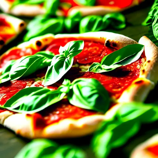 Image similar to a garden of basil, shaped into the word'pizza'