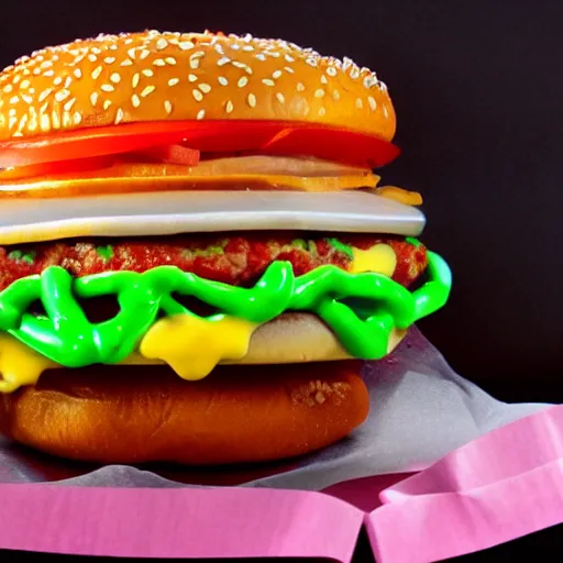 Prompt: cheeseburger made out of candy