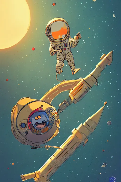 Prompt: an cosmonaut lie relaxed on a crescent moon between the stars and the planets in outer space, cosmonaut post grunge concept art,high detail,4k, trending on artstation by josan gonzalez and tyler edlin