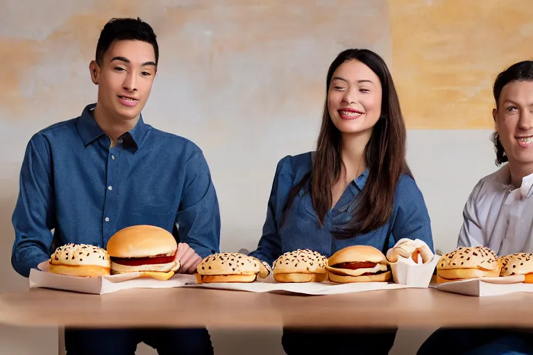 Prompt: mcdonalds human between two sesame seed buns, commercial photograph