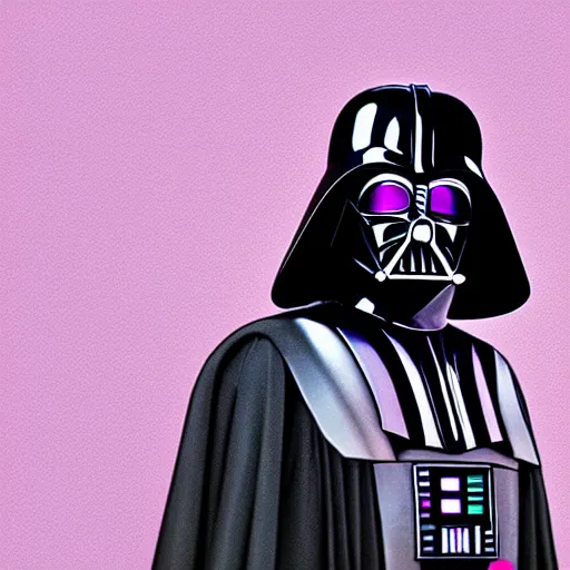 Prompt: Darth Vader in a pink suit