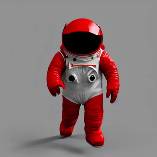 Prompt: short 3 d model of a red astronaut