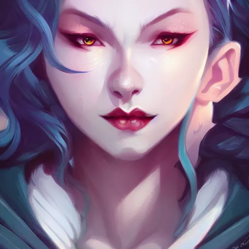 Image similar to a portrait of a beautiful vampire, art by lois van baarle and loish and ross tran and rossdraws and sam yang and samdoesarts and artgerm, digital art, highly detailed, intricate, sharp focus, Trending on Artstation HQ, deviantart, unreal engine 5, 4K UHD image