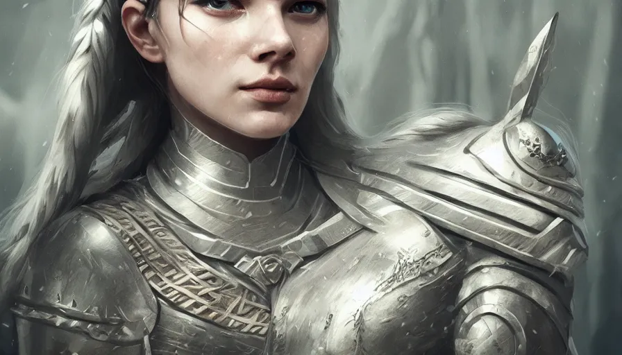 Image similar to photo of a Norse warrior queen, elegant, highly detailed, smooth, sharp focus, illustration, beautiful, geometric, trending on artstation, cinematic, artwork by WLOP