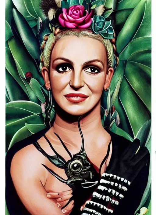Image similar to Britney Spears in Frida Kahlo style