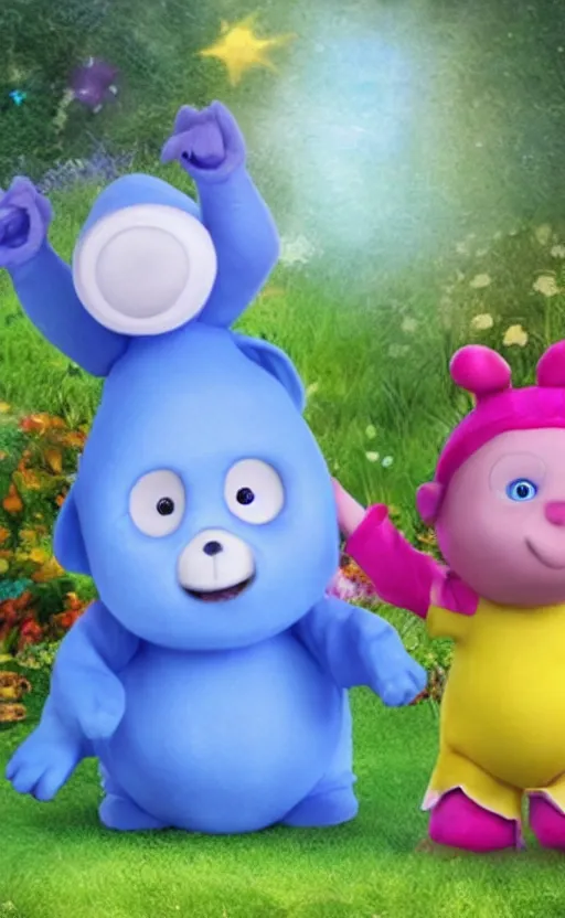 Prompt: igglepiggle and upsydaisy in the night garden tv