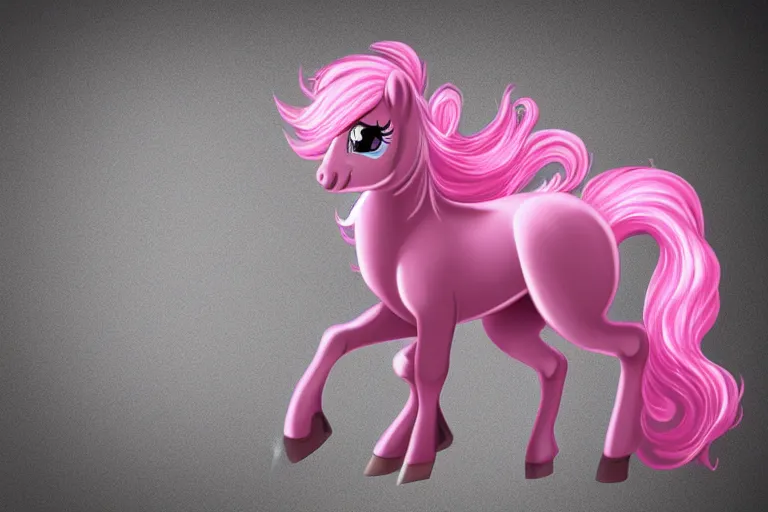 Image similar to Pinkie Pie equine facing away from the viewer, back towards camera, professional photography and mood lighting, anatomically correct equine photo, laying down, flowing mane and tail, relaxed expression