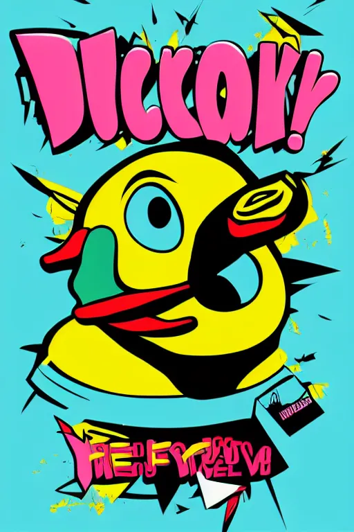 Image similar to happy duck, 7 6 retro futurist illustration art by butcher billy, sticker, colorful, illustration, highly detailed, simple, smooth and clean vector curves, no jagged lines, vector art, smooth andy warhol style