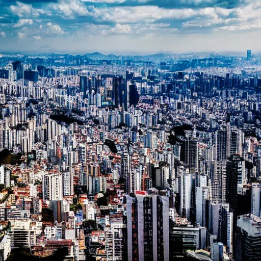 Image similar to award winning overhead view photo of the city of sao paulo, tilt shift photography, fish - eye lens