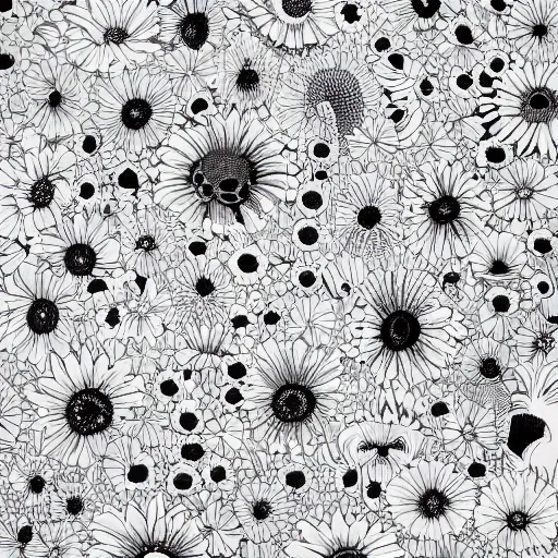 Prompt: monochrome flowers by james jean
