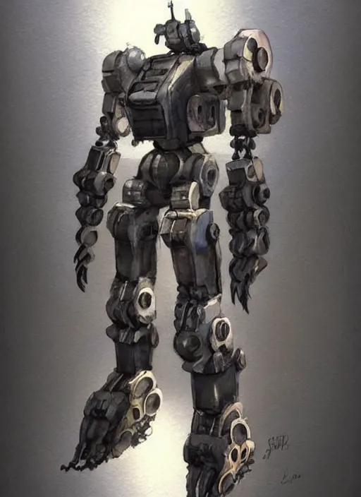 Image similar to concept art s a mech robot with weapons, pinterest, artstation trending, behance, watercolor, by coby whitmore *, silver, laser light *,