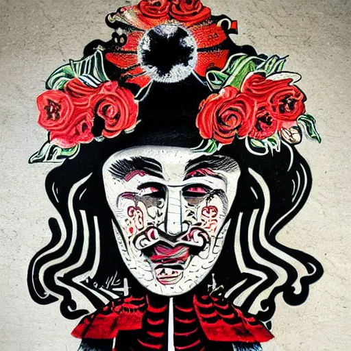 Image similar to transylvanian folk art, in the style of graffiti, made by shepard fairey