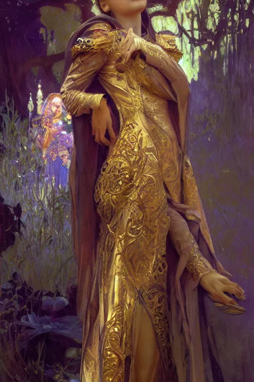 Prompt: portrait of a girl emperorit is decorated with long robes that fall like golden stars, an ostentatious palace and garden are seen in the background. by jeremy mann and alphonse mucha, fantasy art, photo realistic, dynamic lighting, artstation, poster, volumetric lighting, very detailed faces, 4 k, award winning