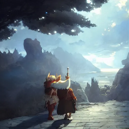 Image similar to a dwarf and a dragon drinking a beer | fantasy art | gapmoe kuudere moody lighting stunning bokeh highlights sharp contrast | trending pixiv fanbox | by greg rutkowski makoto shinkai takashi takeuchi studio ghibli