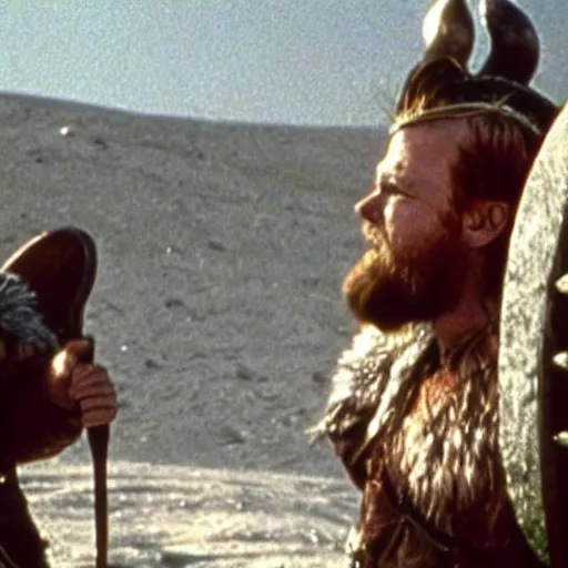 Prompt: vikings invading the Moon, Stills photo from 'Good Will Hunting'