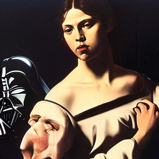 Prompt: a caravaggio artwork film still of star wars, artwork by caravaggio