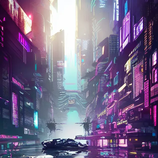 Image similar to cyberpunk 2 0 7 7 night city, drawn i'm the style of ghost in the shell,