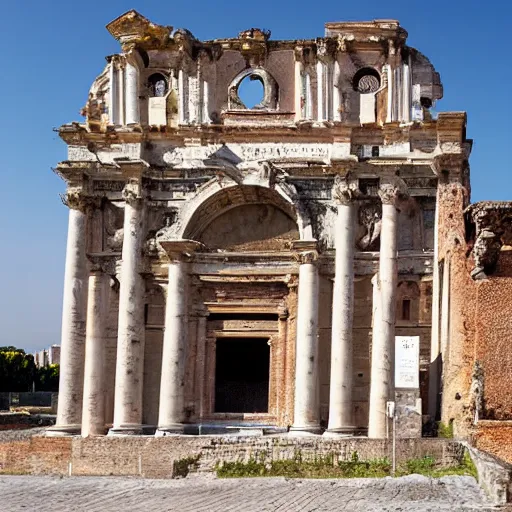 Prompt: homo stat prope domum suam modicam, roma antiqua, architectura mediterranea antiqui